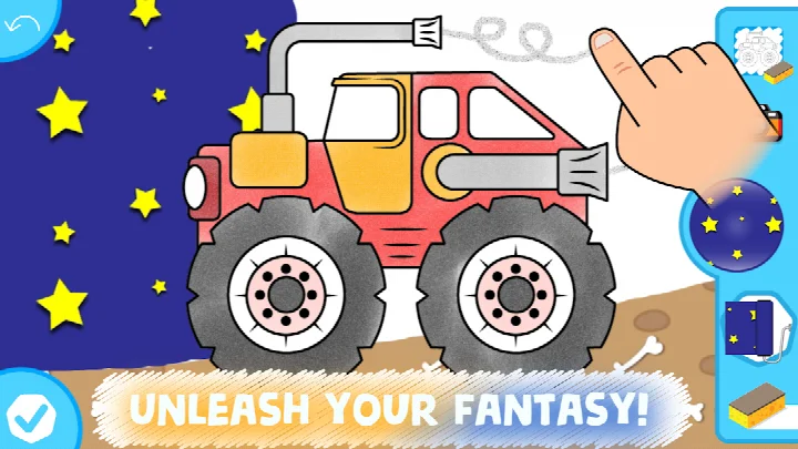 Использование волшебной кисти в Easy coloring pages for kids для закрашивания облаков